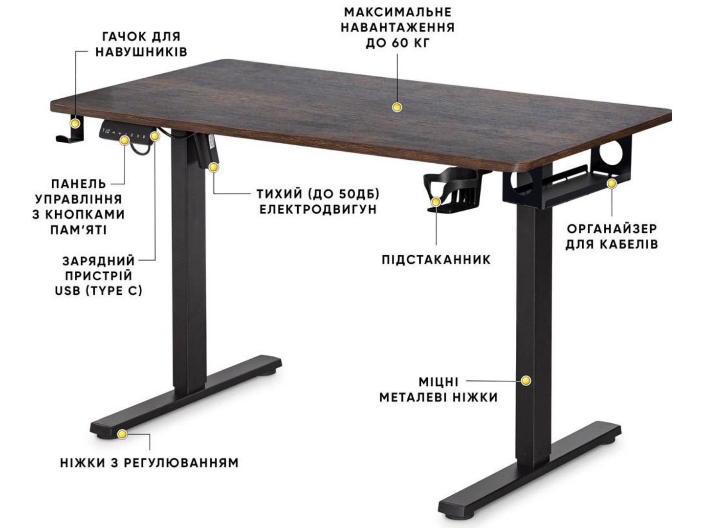 Стіл з електрорегулюванням висоти Mealux PowerDesk Lite Antique (EVO-201 Lite Antique/B) — фото 10